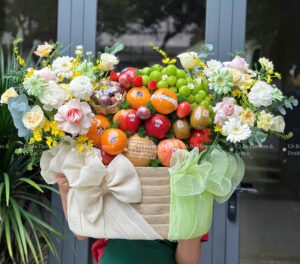 GIỎ CHÚC MỪNG HOA HAI BÊN SIZE LỚN