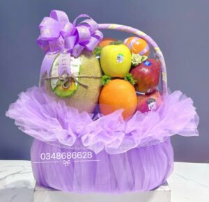 GIỎ TRÁI CÂY TONE TÍM XINH YÊU